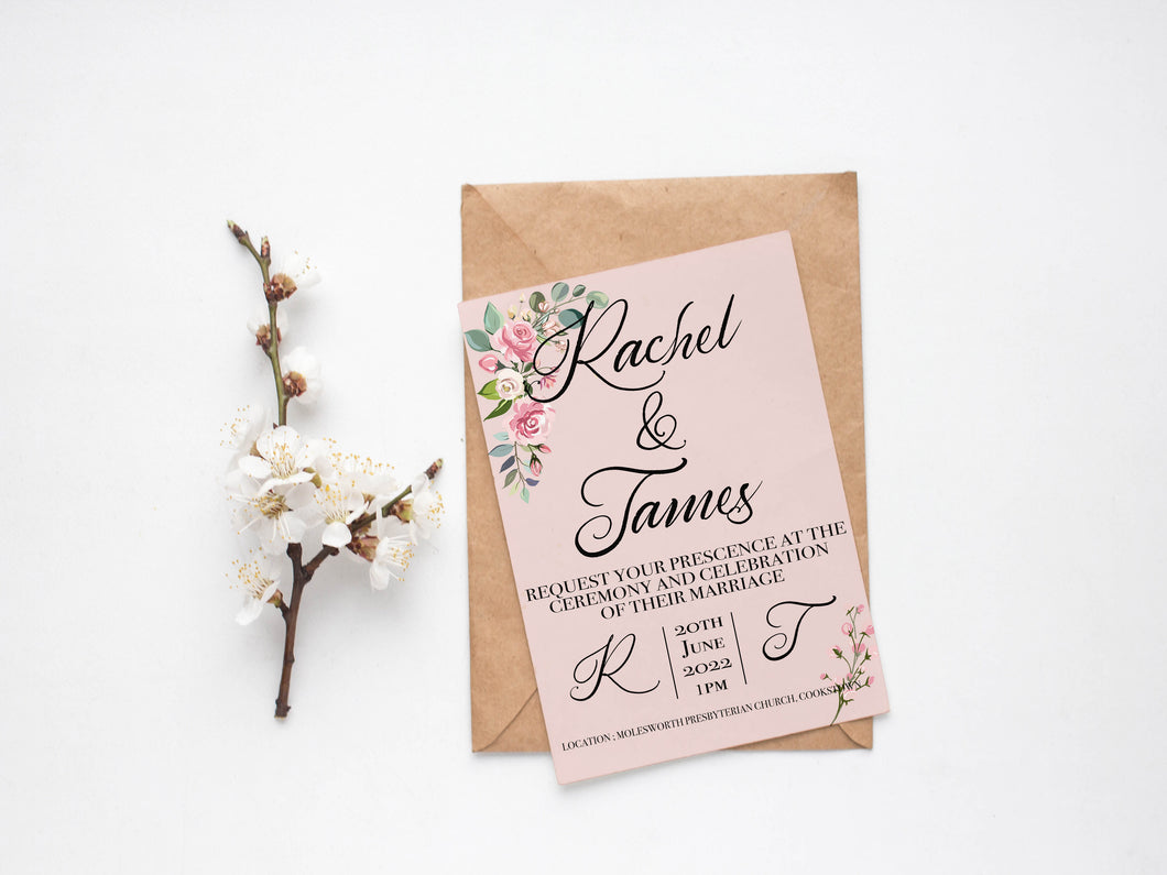 Floral Design A5 Paper Invite