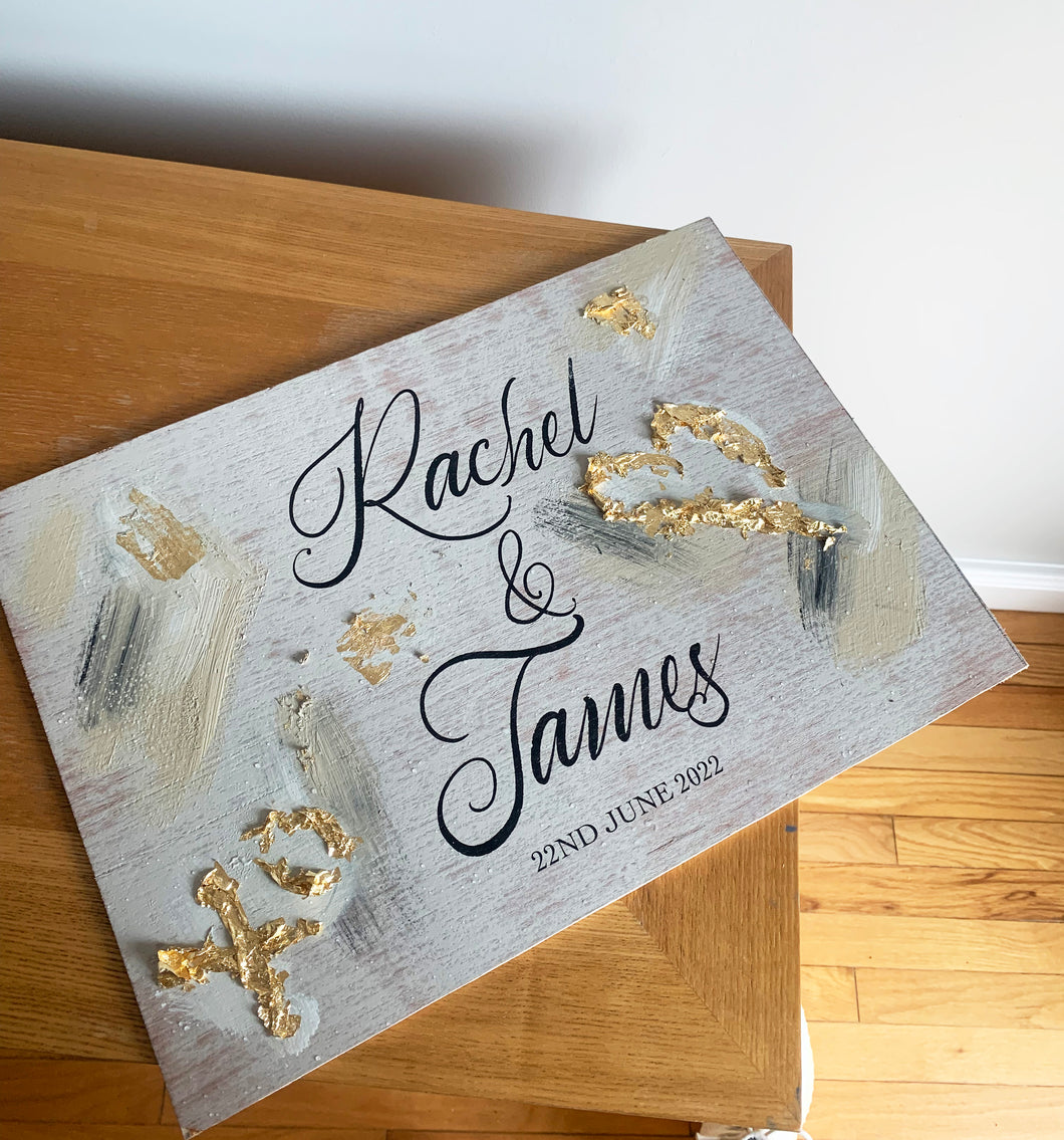 Luxury Guest Book With Gold Leaf And Blank Pages Inside