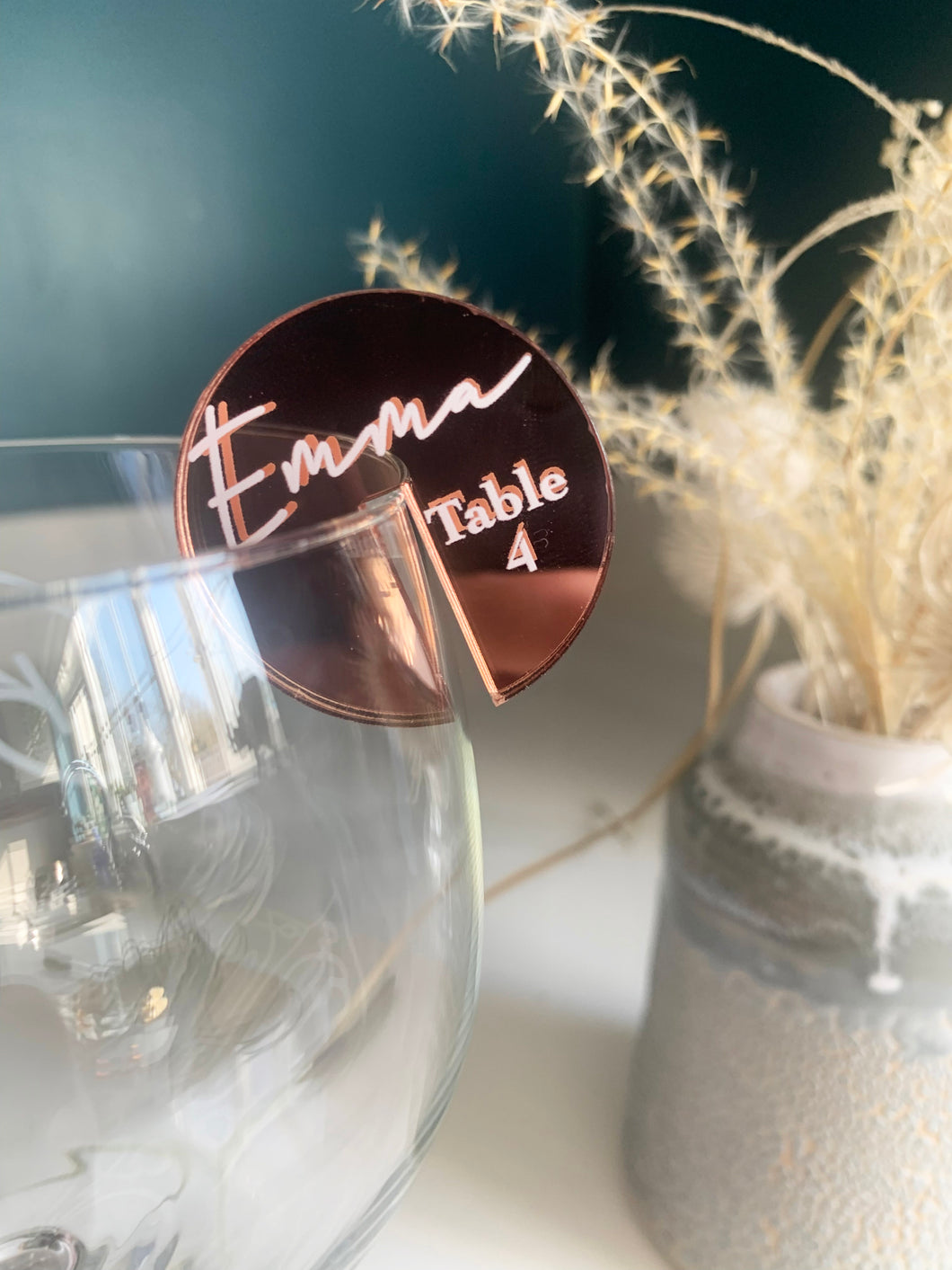 Personalised Acrylic Drink Name For Cocktail Glass - White Script Text