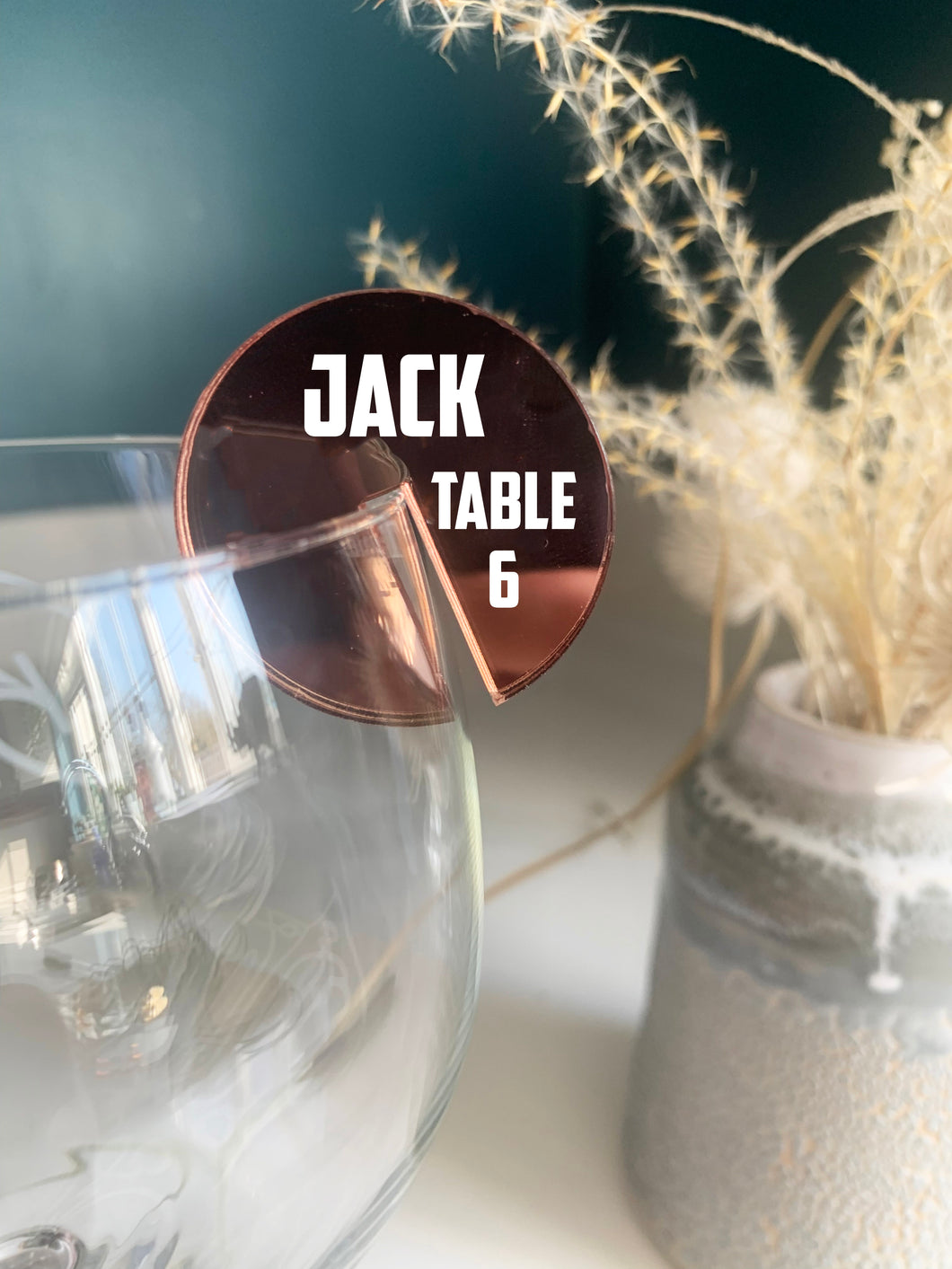 Personalised Acrylic Drink Name For Cocktail Glass - White Bold Text