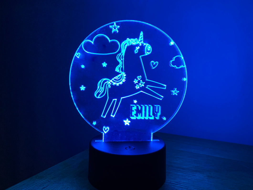 Personalised Colour Changing Unicorn Night Light