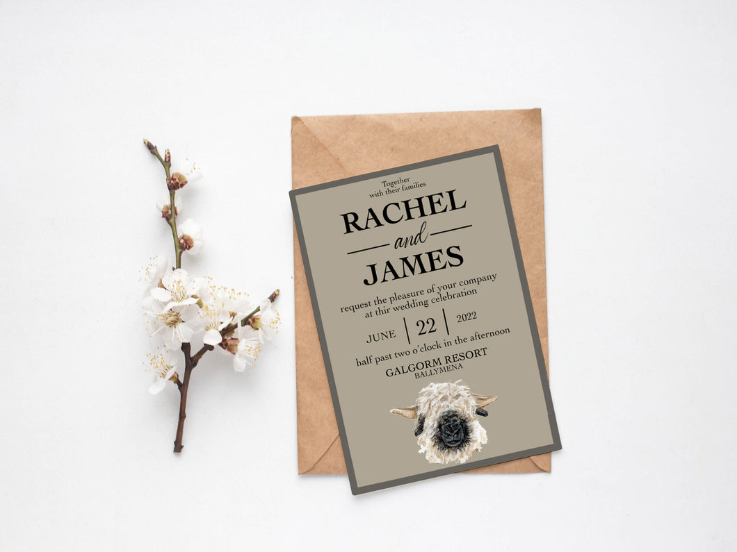Valais Sheep Farming Themed A5 Paper Invite