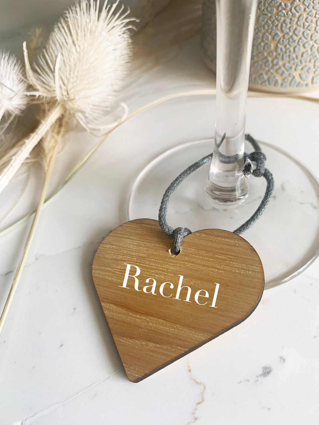 Personalised Wooden Place Name Heart Shaped - White Text