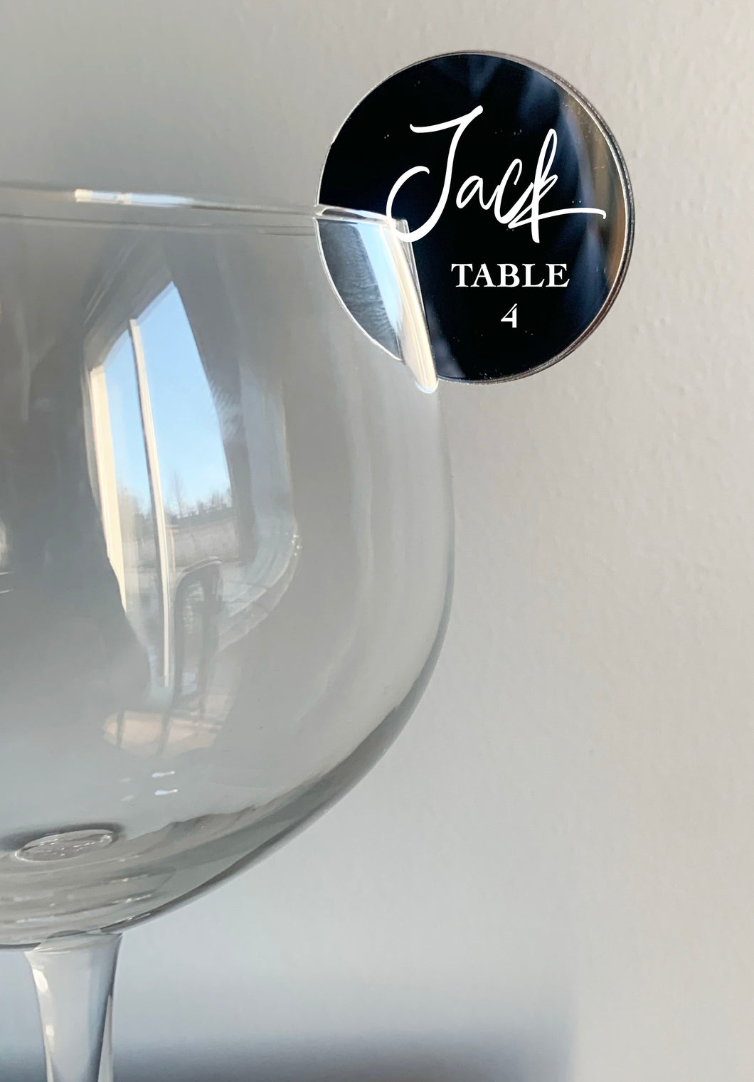 Personalised Acrylic Place Name For Wine Glass / Cocktail Glass / Champagne Glass